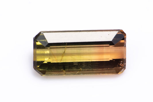 Bi-color watermelon tourmaline 0.93ct baguette cut