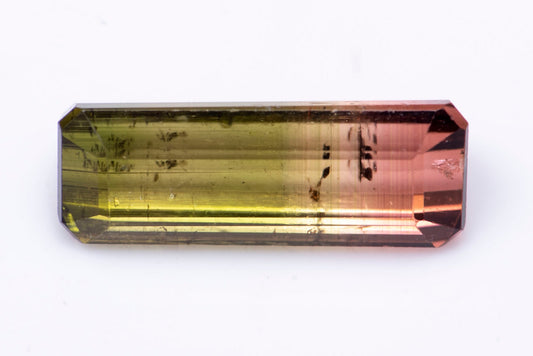 Bi-color watermelon tourmaline 1.94ct baguette cut