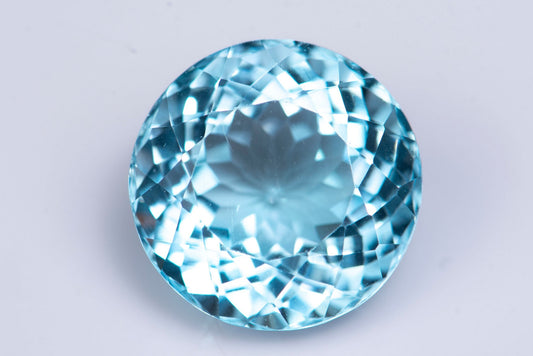 Big blue topaz 12.09ct 13.5mm VVS round cut