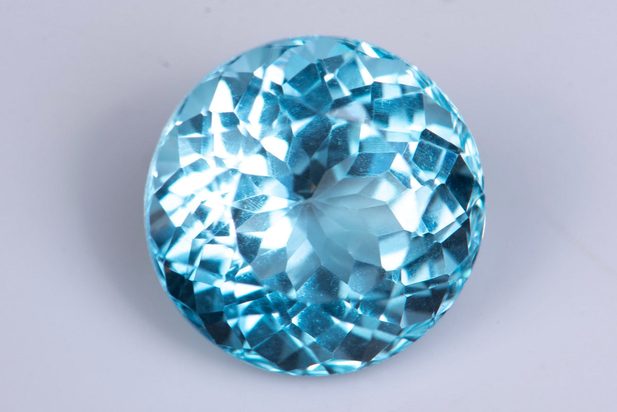 Natural Big Blue Topaz 14.8ct 14.8mm VVS Round Cut