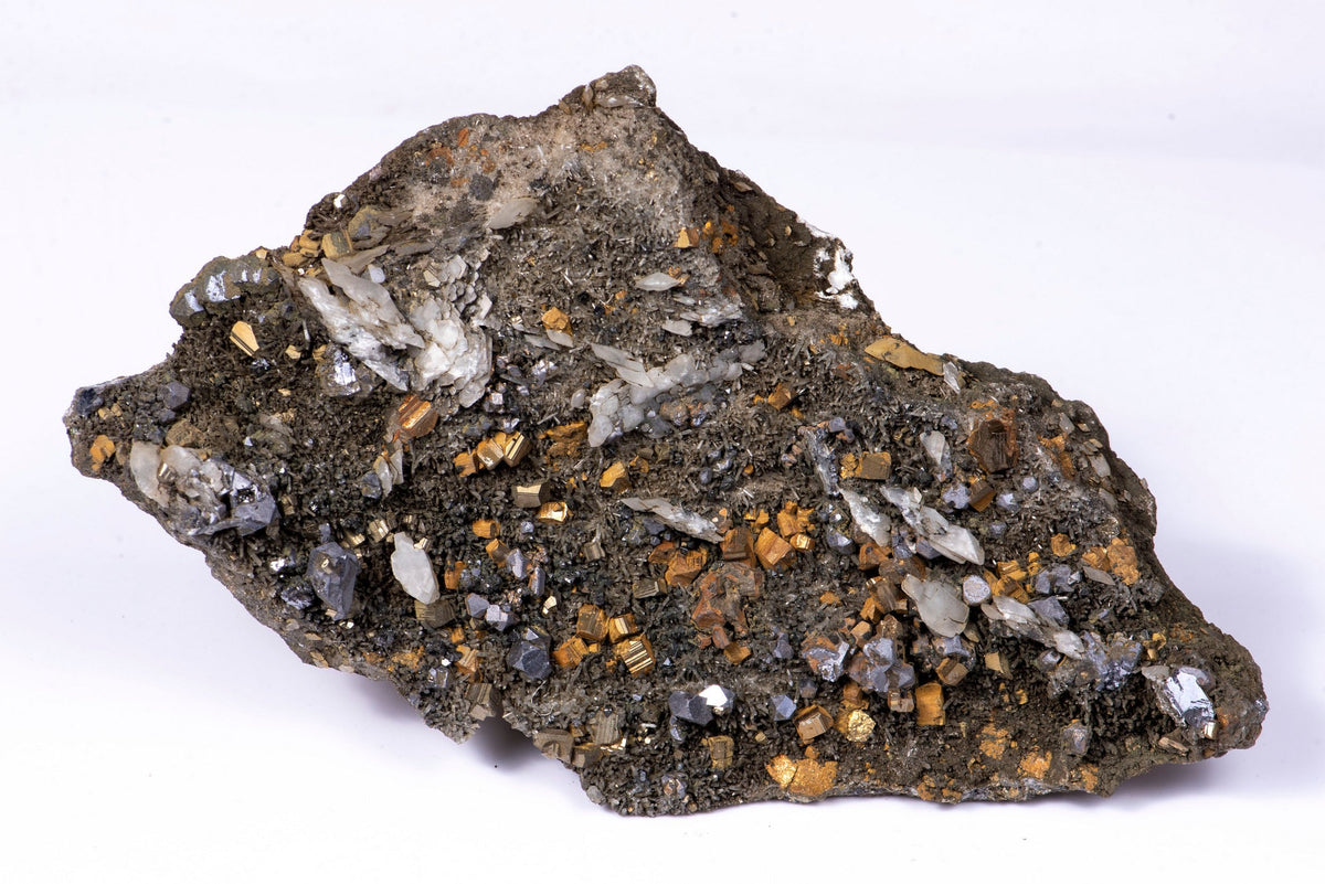 Natural Big Cluster with Calcite, Pyrite, Quartz and Galena from Bulgaria 771g