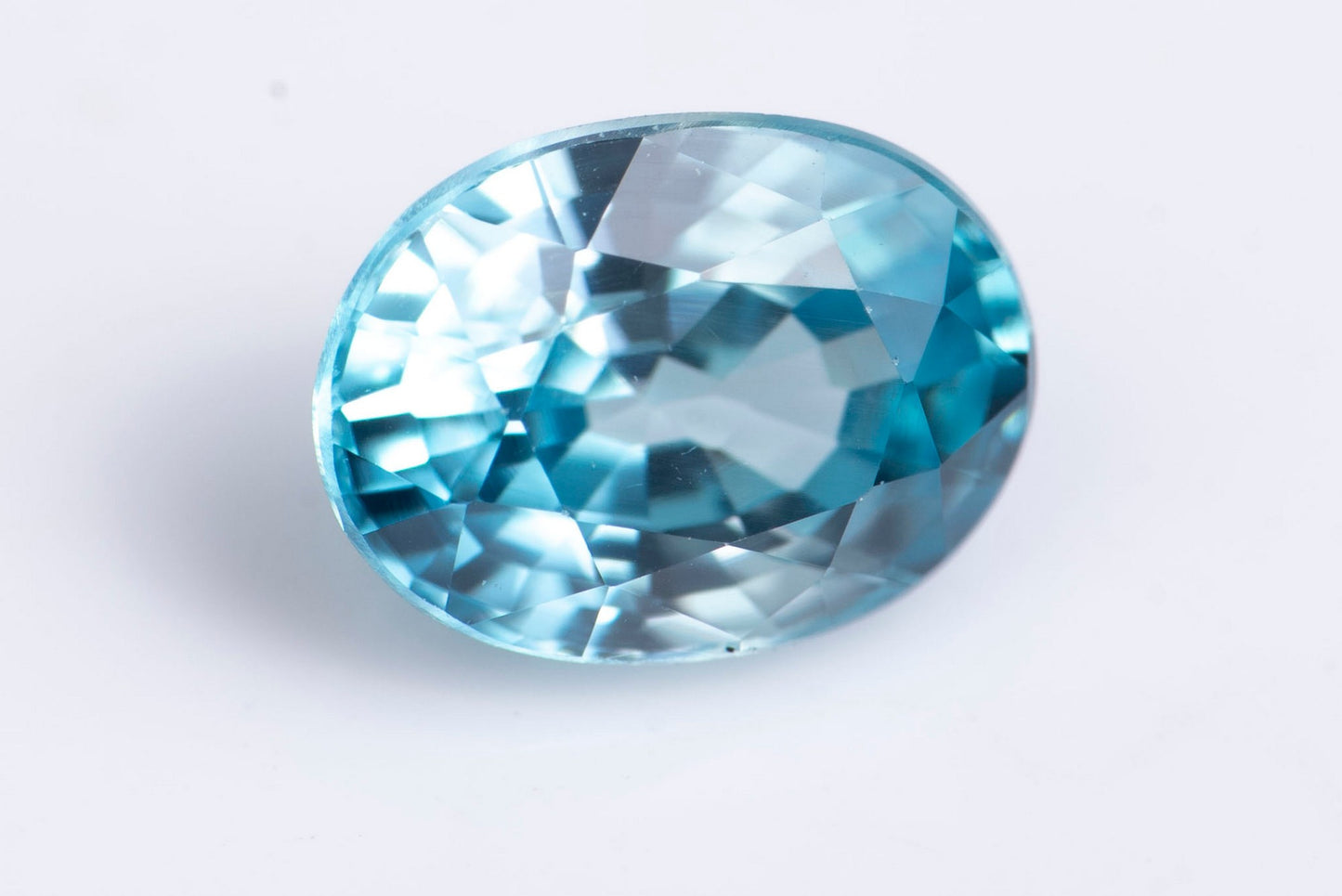 Blue natural zircon 1.32ct IF oval cut