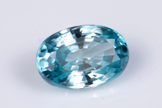 Blue natural zircon 1.78ct VS oval cut