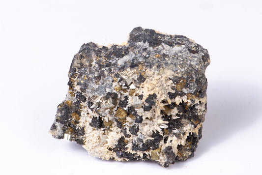 Chalcopyrite, quartz and sphalerite cluster crystal from Bulgaria 104g