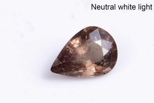 Color changing garnet 0.63ct teardrop cut