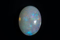 Natural Ethiopian opal 3.356ct oval cabochon, pale grey body with blue and green pinfire