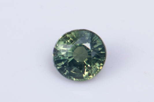 Greenish blue sapphire 0.33ct 3.5mm round cut heated