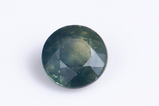 Greenish blue sapphire 0.37ct 4mm round cut heated