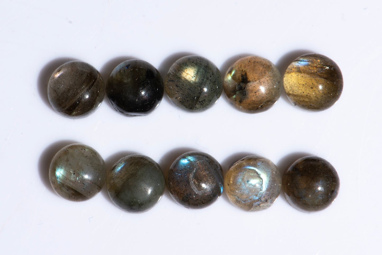 Natural labradorite 10pcs 6mm round cabochons 11.48ct loose gemstones