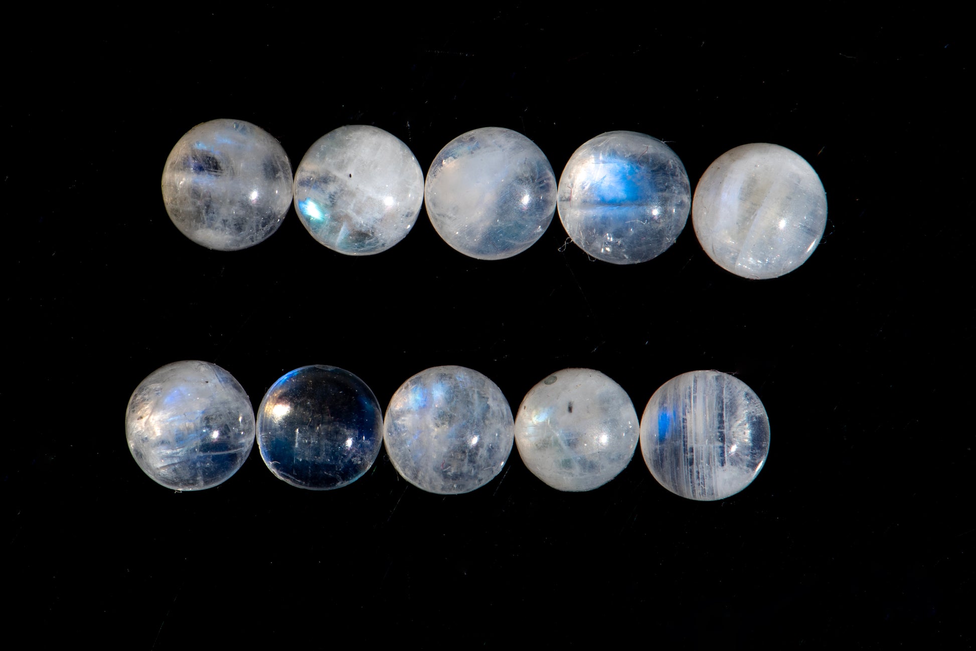 Natural moonstone 10pcs 5mm round cabochons 6.11ct loose gemstones