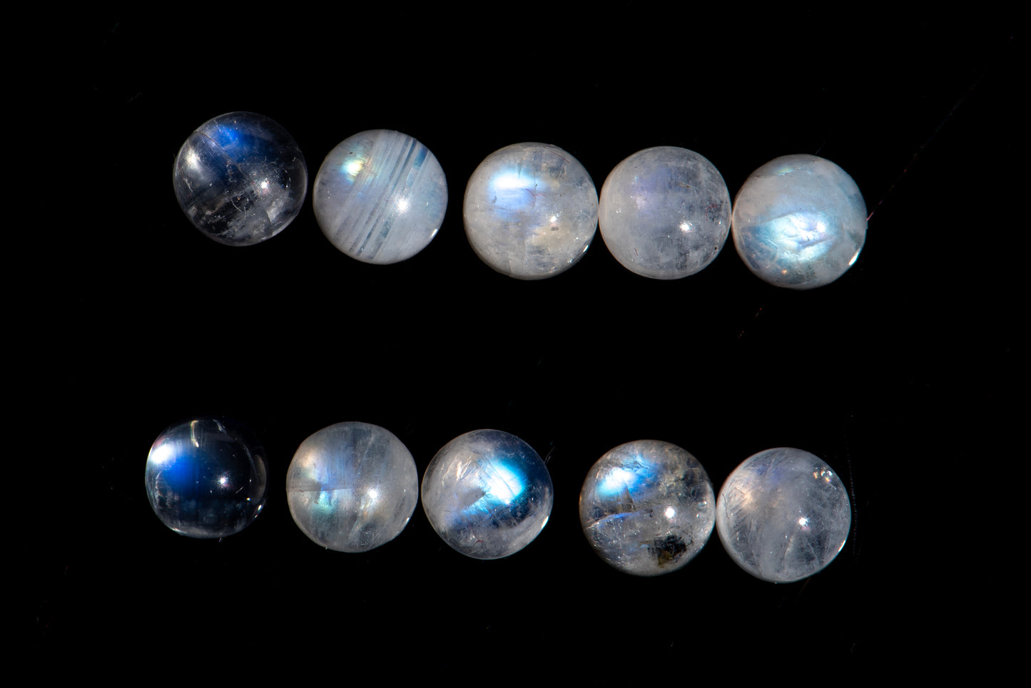 Natural moonstone 10pcs 5mm round cabochons 6.20ct loose gemstones