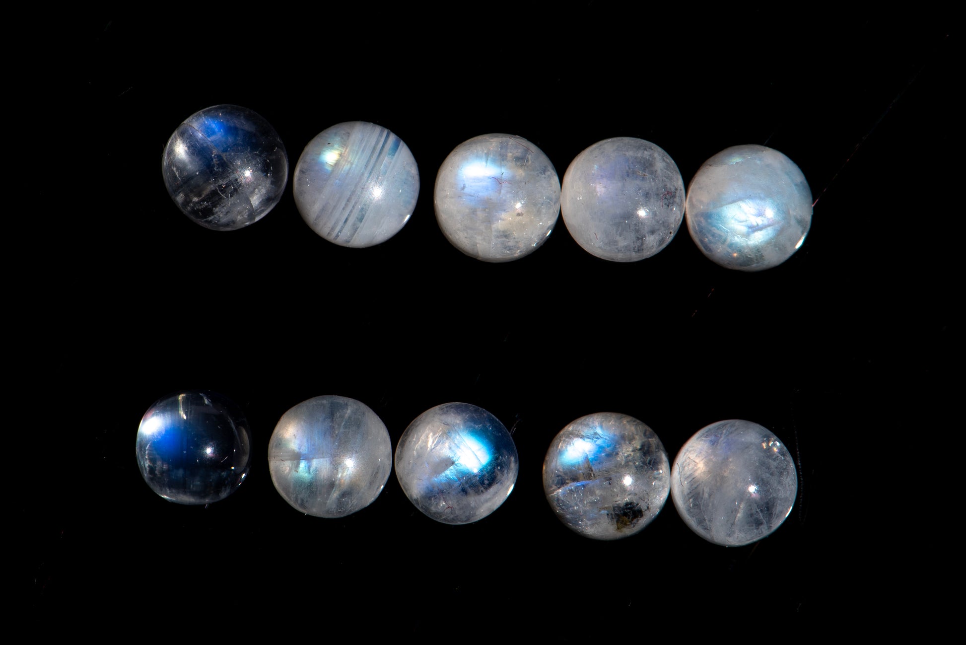 Natural moonstone 10pcs 5mm round cabochons 6.20ct loose gemstones