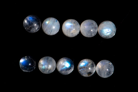 Natural moonstone 10pcs 5mm round cabochons 6.20ct loose gemstones
