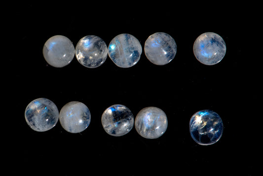 Natural moonstone 10pcs 5mm round cabochons 6.34ct loose gemstones