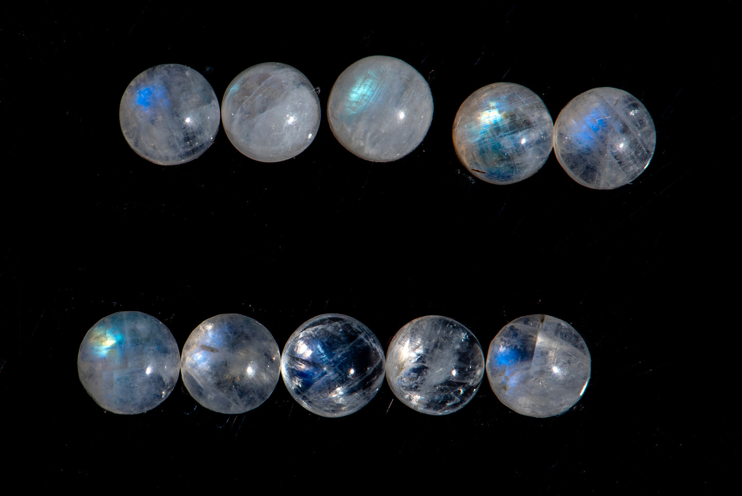 Natural moonstone 10pcs 5mm round cabochons 6.41ct loose gemstones