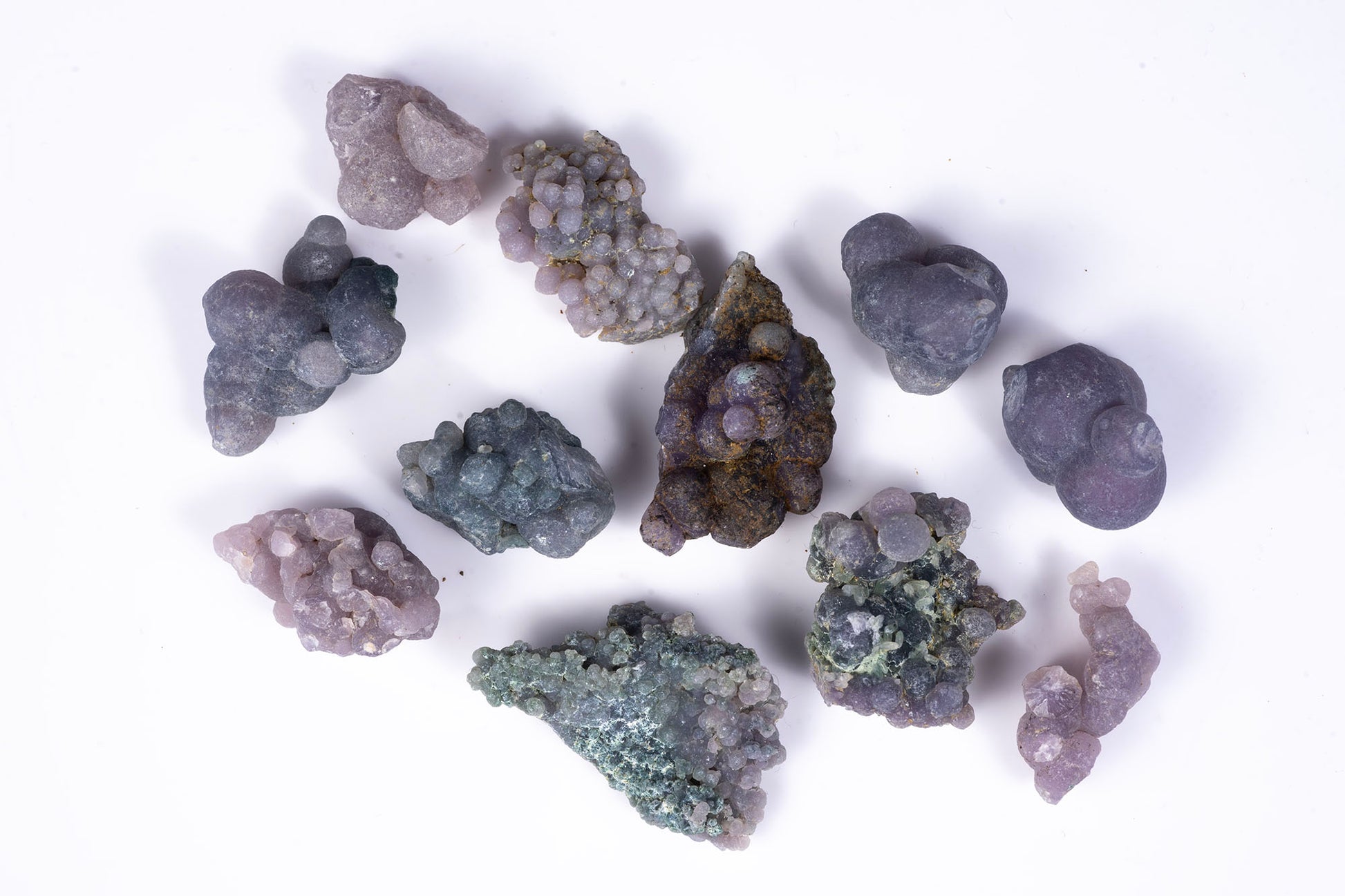 Natural grape agate cluster lot 11pcs 39.4g purple botryoidal