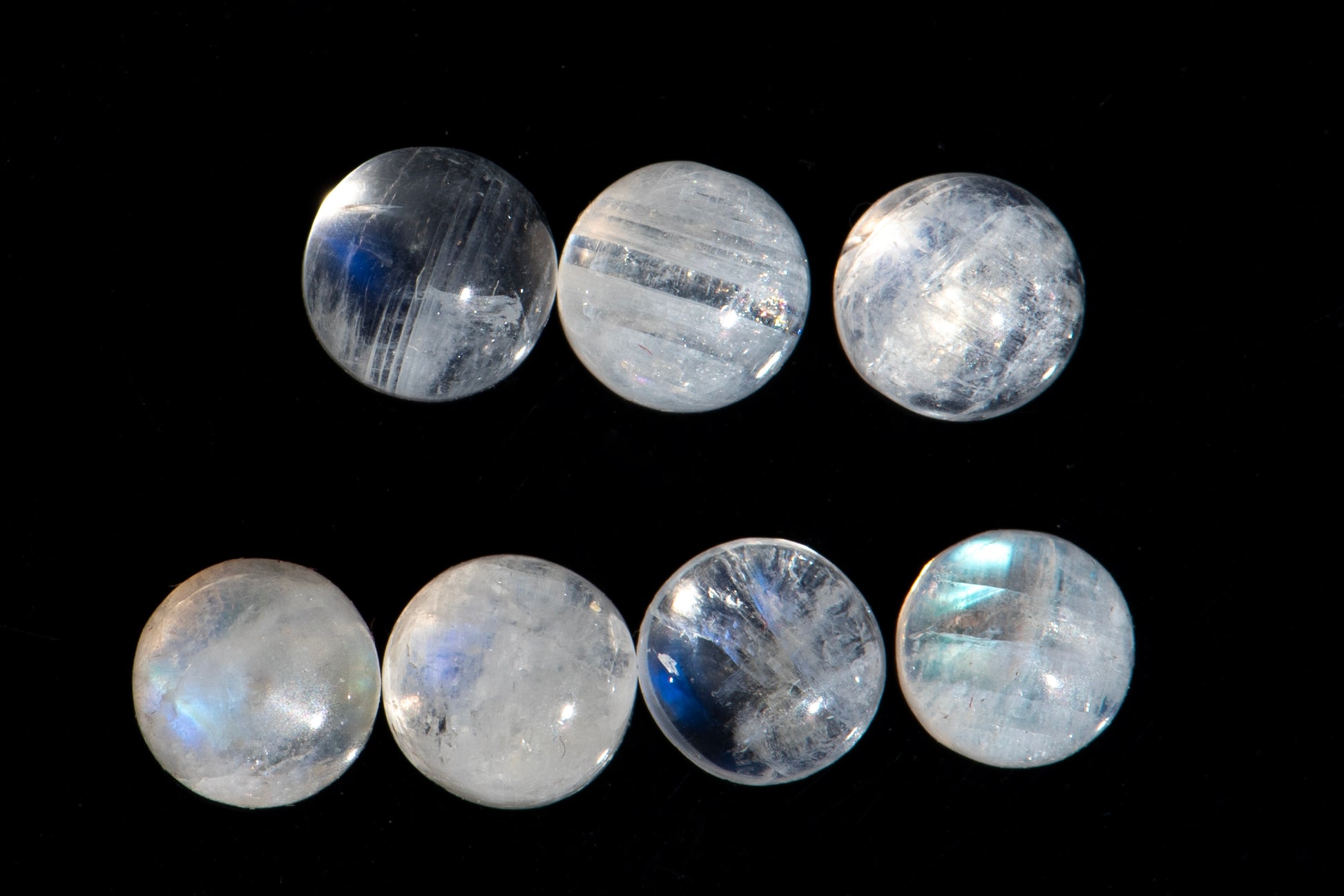 Natural moonstone 7pcs 5mm round cabochons 4.02ct loose gemstones