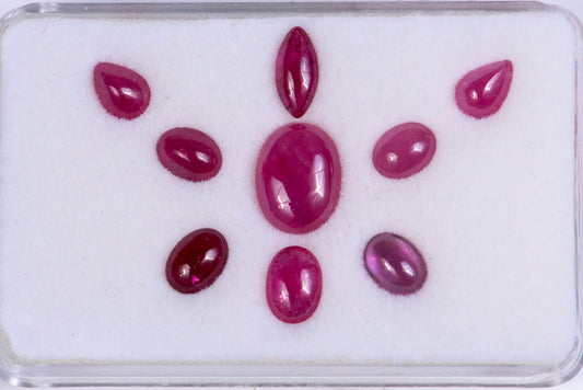Lot 9pcs pink rubies 8.88ct cabochons