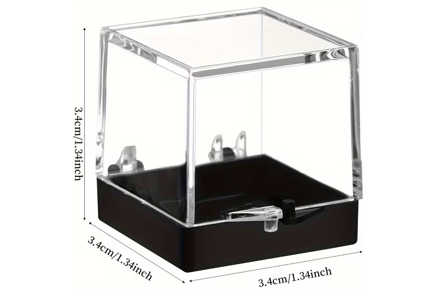 Mini clear display box with hinged lid 3.4cm for gemstone storage and display