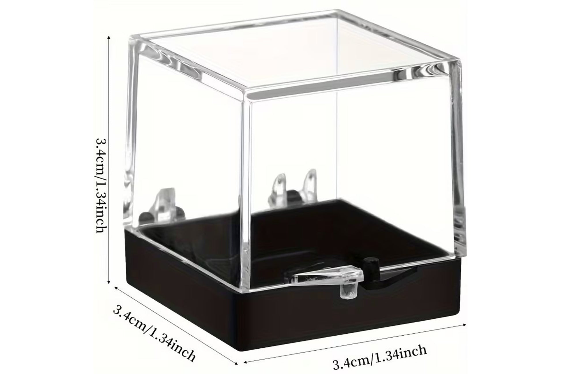 Mini clear display box with hinged lid 3.4cm for gemstone storage and display