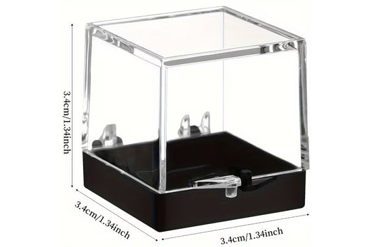 Mini clear display box with hinged lid 3.4cm for gemstone storage and display