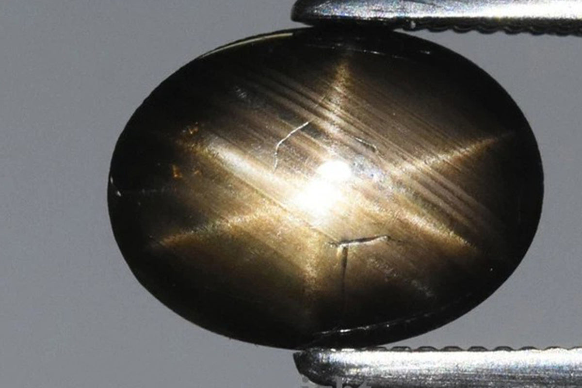 Natural Black Star Sapphire 1.40ct 8.4x6.5mm 6-Ray Oval Cabochon Untreated