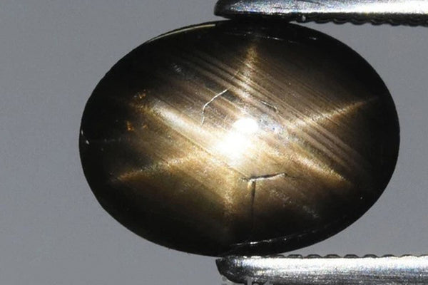 Natural Black Star Sapphire 1.40ct 8.4x6.5mm 6-Ray Oval Cabochon Untreated