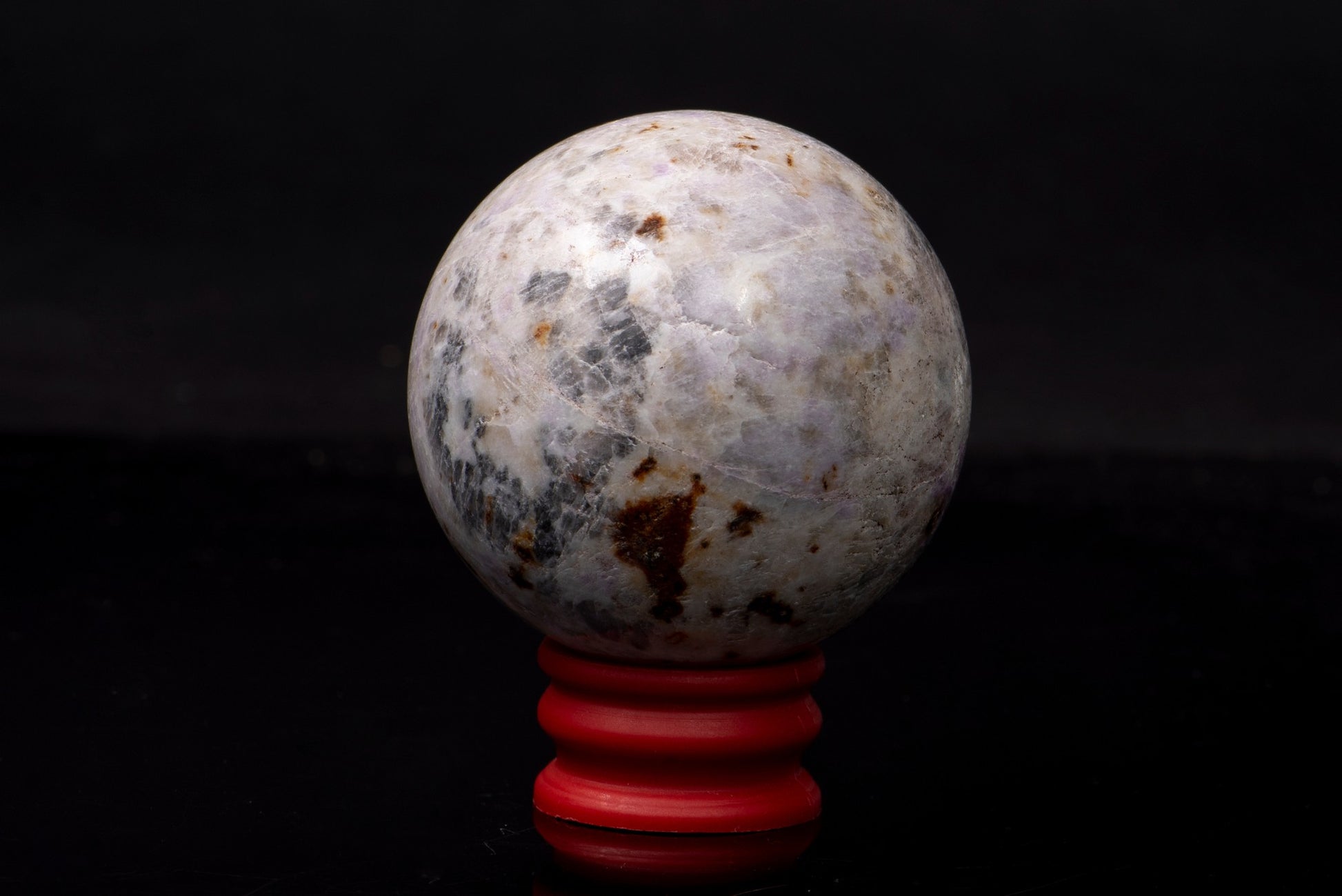 Natural fluorescent hackmanite sphere 58mm UV reactive tenebrescent mineral