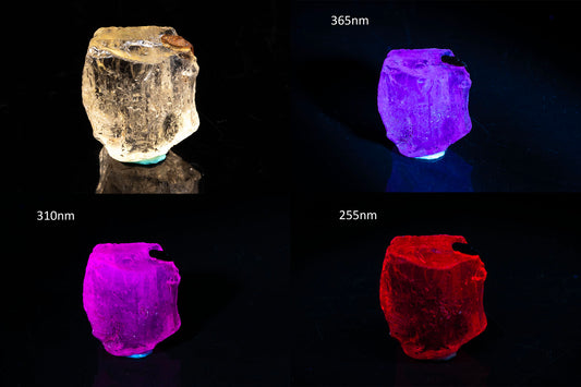 Natural fluorescent scapolite crystal 14.7ct UV reactive mineral specimen