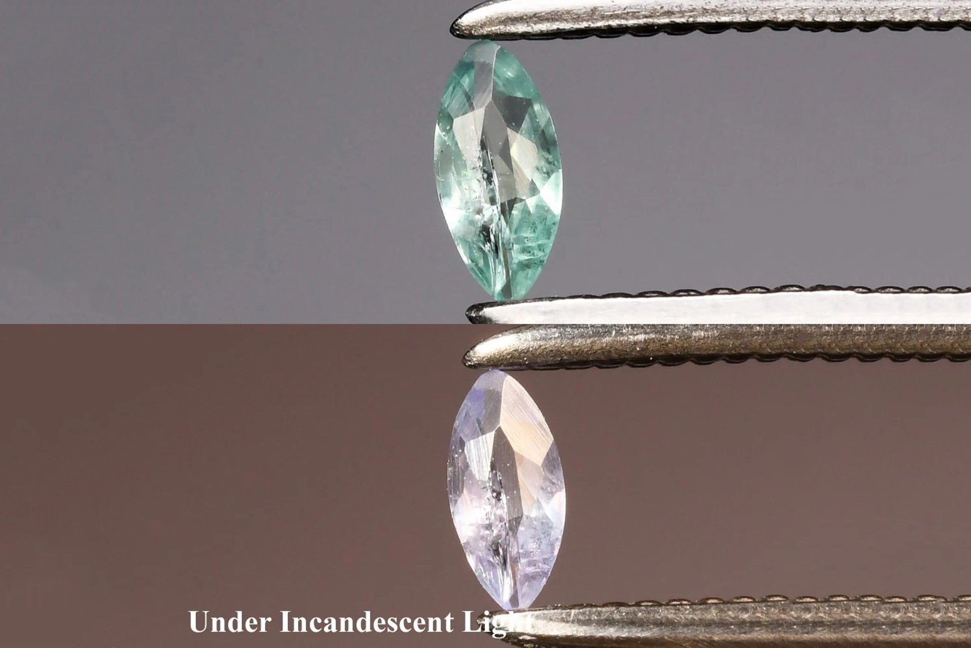 Natural green alexandrite color change gemstone 0.06ct marquise cut 4x1.7mm