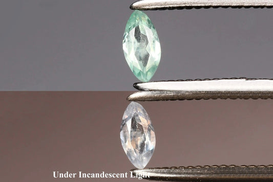 Natural green alexandrite color change gemstone 0.08ct marquise cut 4x2mm