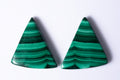 Natural malachite matched pair 34.43ct 23mm triangle cabochons loose gemstones