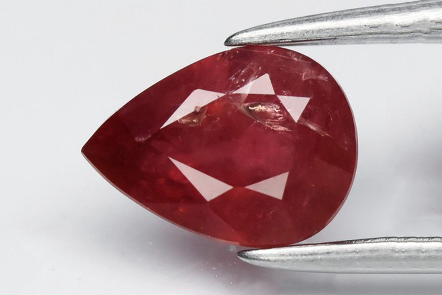 Natural pinkish red ruby 0.97ct 7x5.2mm pear cut heated loose gemstone Malawi origin
