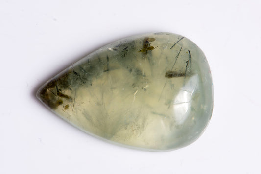 Natural prehnite 31.3ct teardrop cabochon green loose gemstone for jewelry