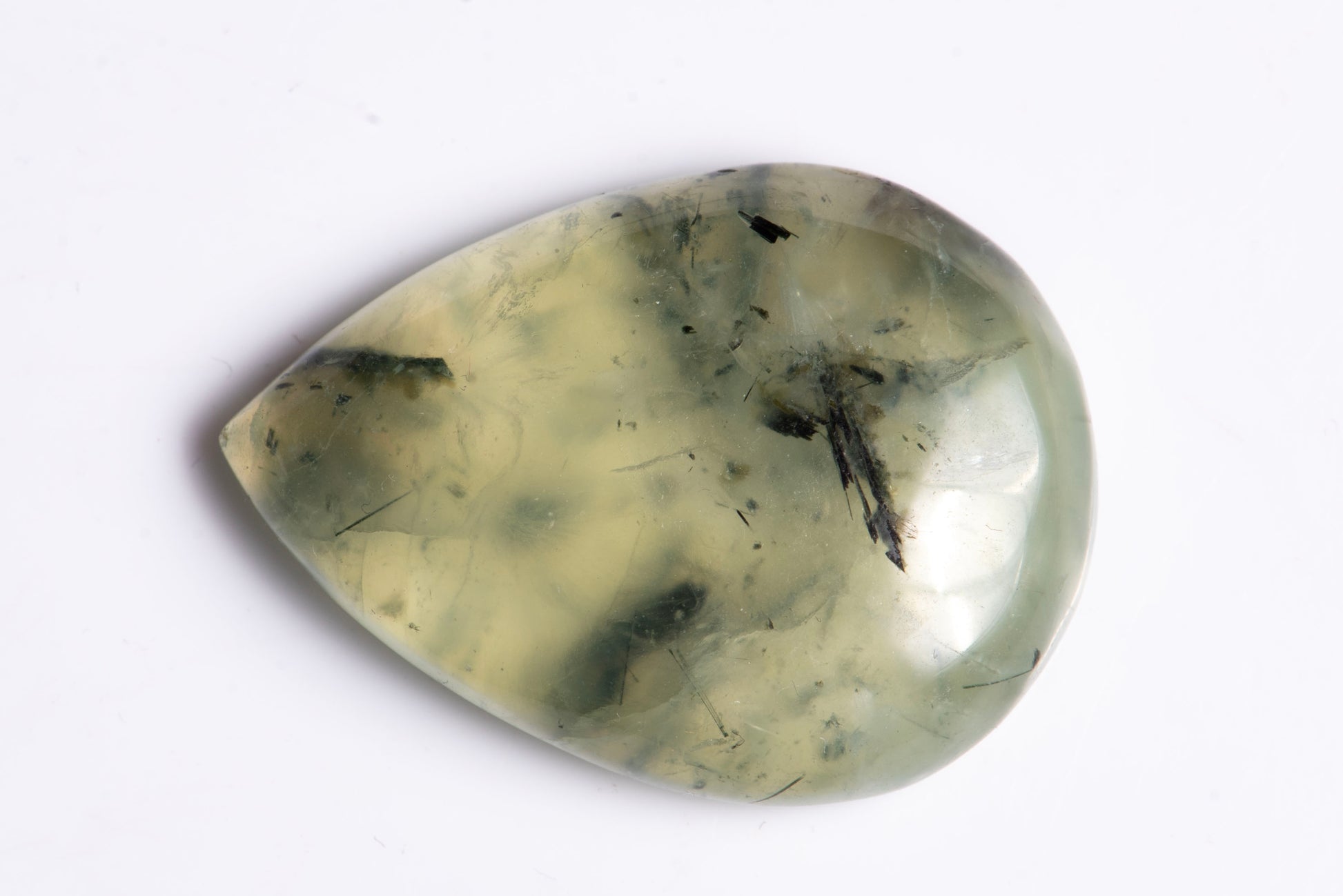 Natural prehnite 49.6ct teardrop cabochon green loose gemstone for jewelry