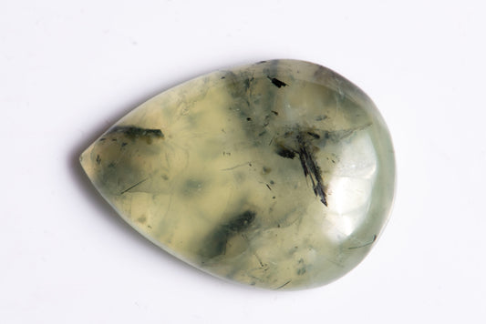 Natural prehnite 49.6ct teardrop cabochon green loose gemstone for jewelry