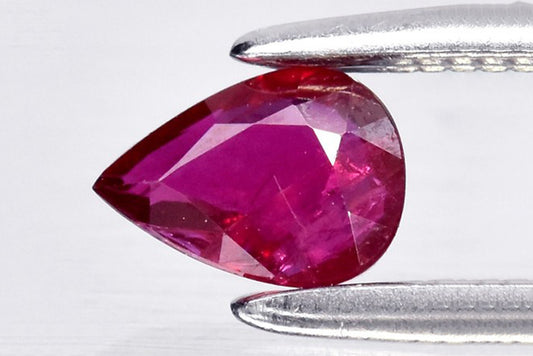 Natural purplish red ruby 0.31ct 5.2x3.7mm pear cut unheated loose gemstone for jewelry