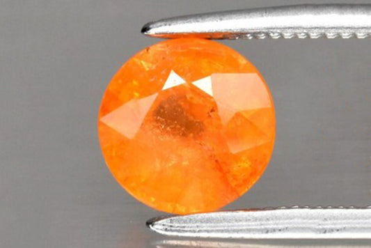 Natural orange spessartite garnet 1.44ct 6.5mm round cut loose gemstone