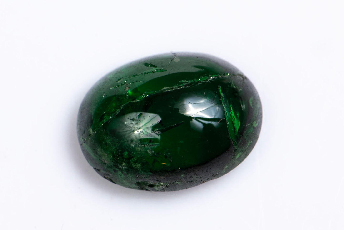 Natural tsavorite garnet 1.52ct oval cabochon green loose gemstone