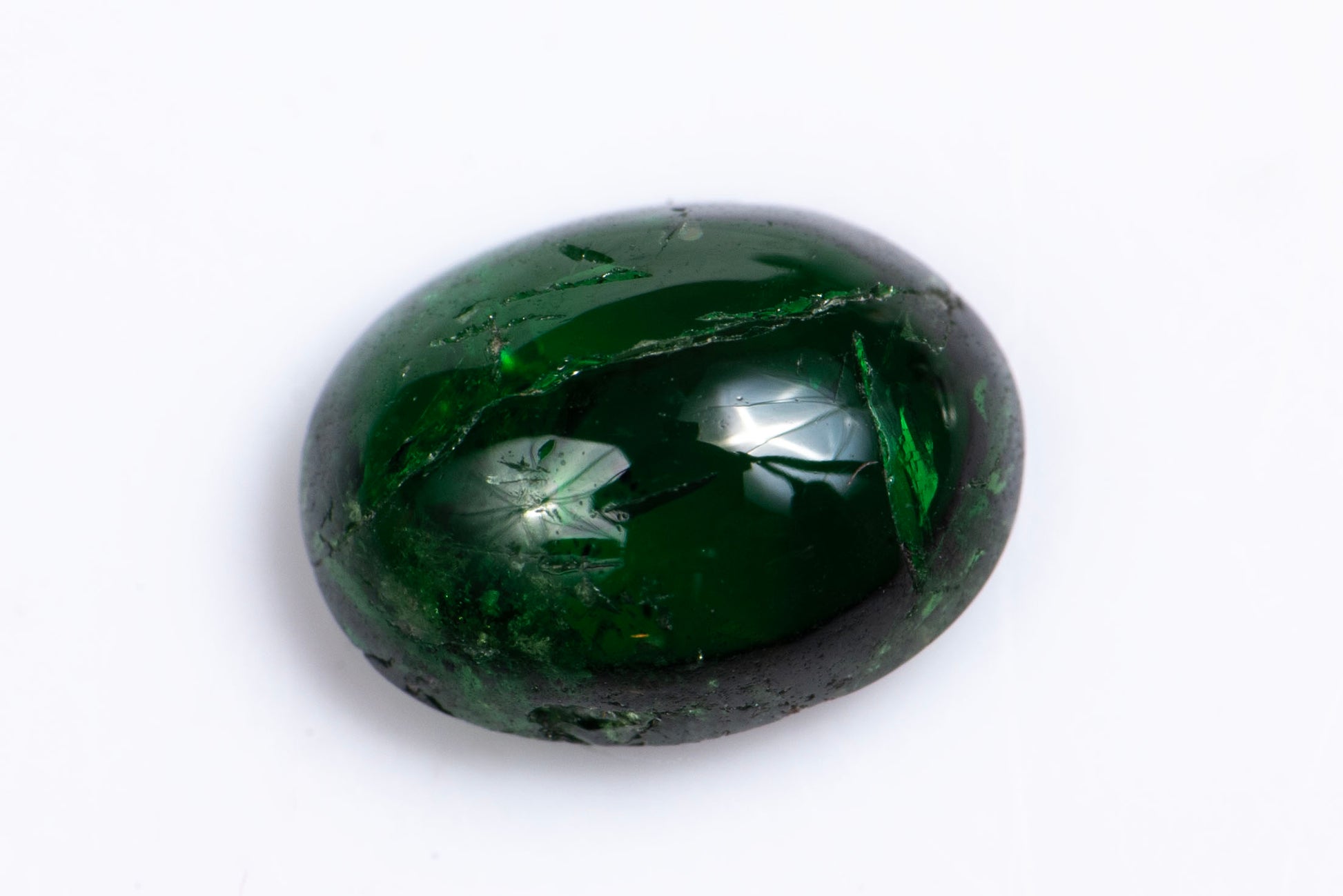 Natural tsavorite garnet 1.52ct oval cabochon green loose gemstone