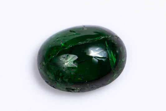 Natural tsavorite garnet 1.52ct oval cabochon green loose gemstone
