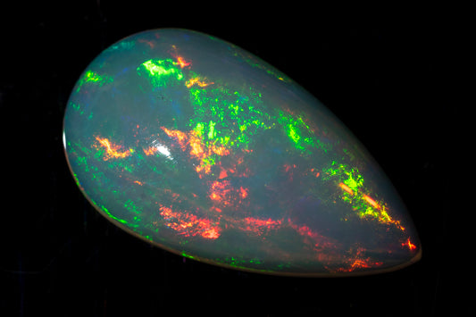 Natural White Ethiopian Opal 3.74ct Teardrop Cabochon