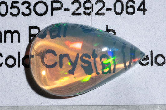 Crystal clear Natural White Ethiopian Opal 2.90ct Teardrop Cabochon