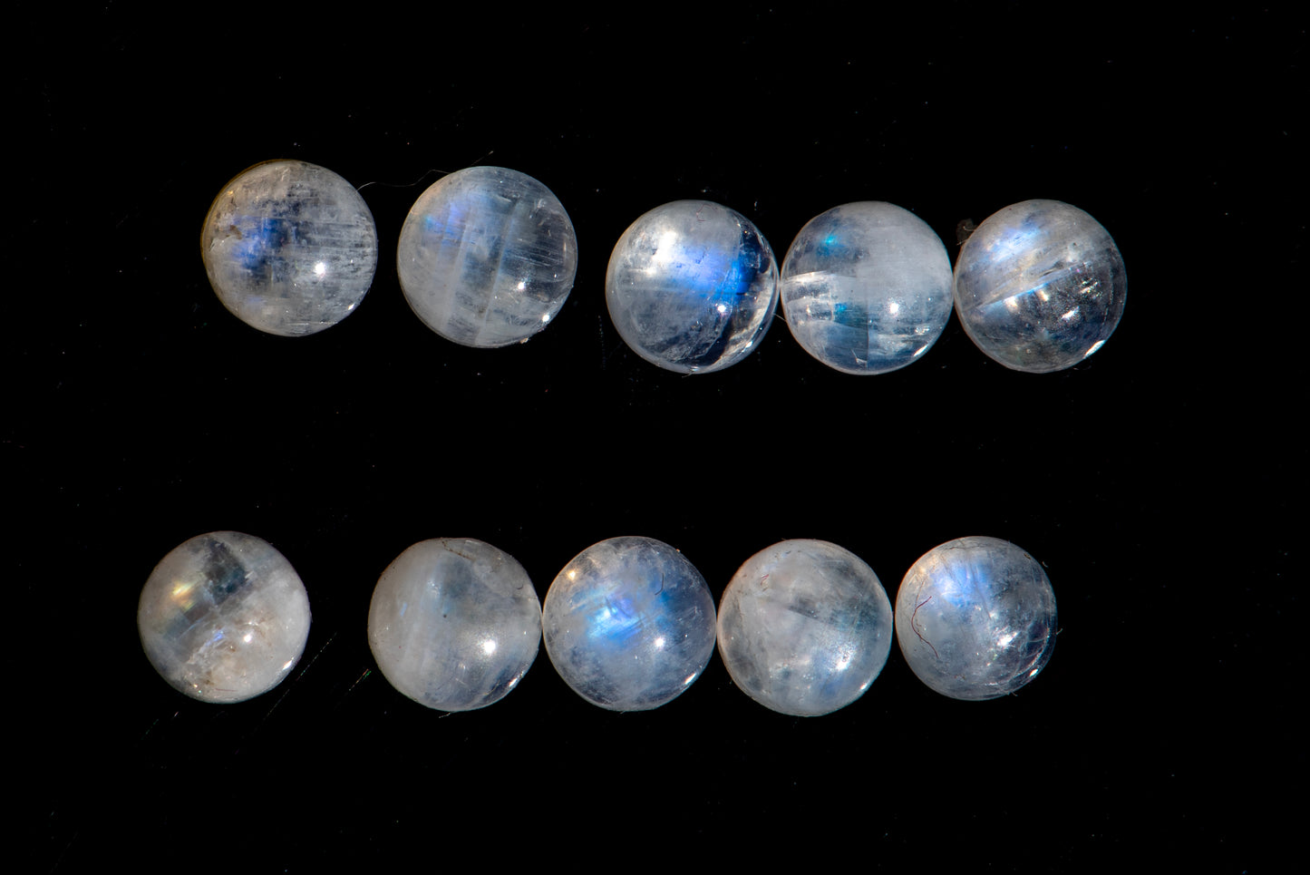 Lot 10pcs Moonstone cabochons 5mm round cut 6.33ct