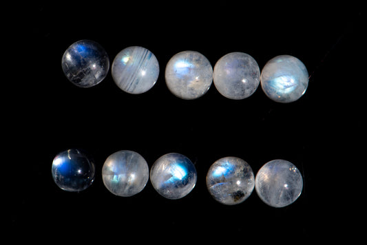 Lot 10pcs Moonstone cabochons 5mm round cut 6.20ct