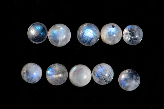 Lot 10pcs Moonstone cabochons 5mm round cut 6.19ct