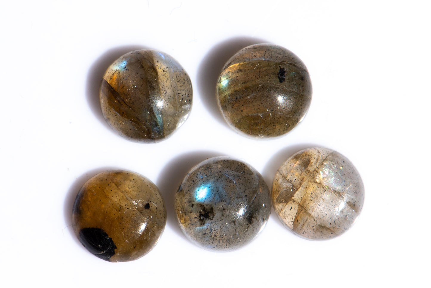 Lot 5pcs Labradorite round cabs 6mm 4.41ct