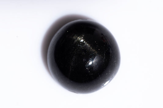 Black star diopside 3.91ct 8.9mm round cabochon