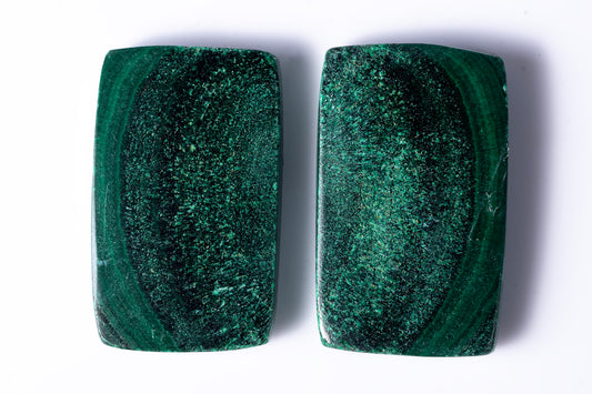 Malachite pair 54.8ct 25x15mm octagon cabochons