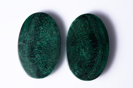 Malachite pair 49.7ct 26x17mm oval cabochons